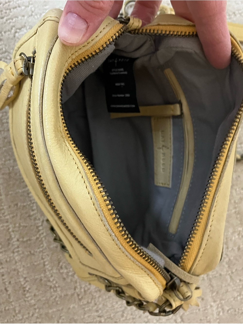 Day & Mood Yellow Leather Crossbody with Tassel Pocket Accent - Picture 3 of 5